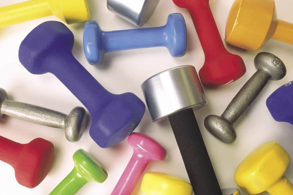 Assorted kinds of dumbbells
