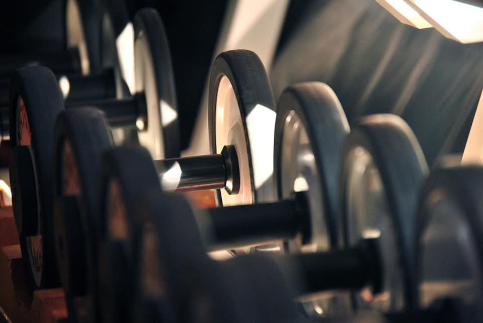 Dumbbells placed on rack
