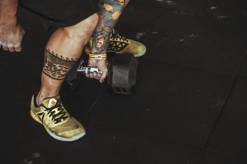 Man holding a dumbbell