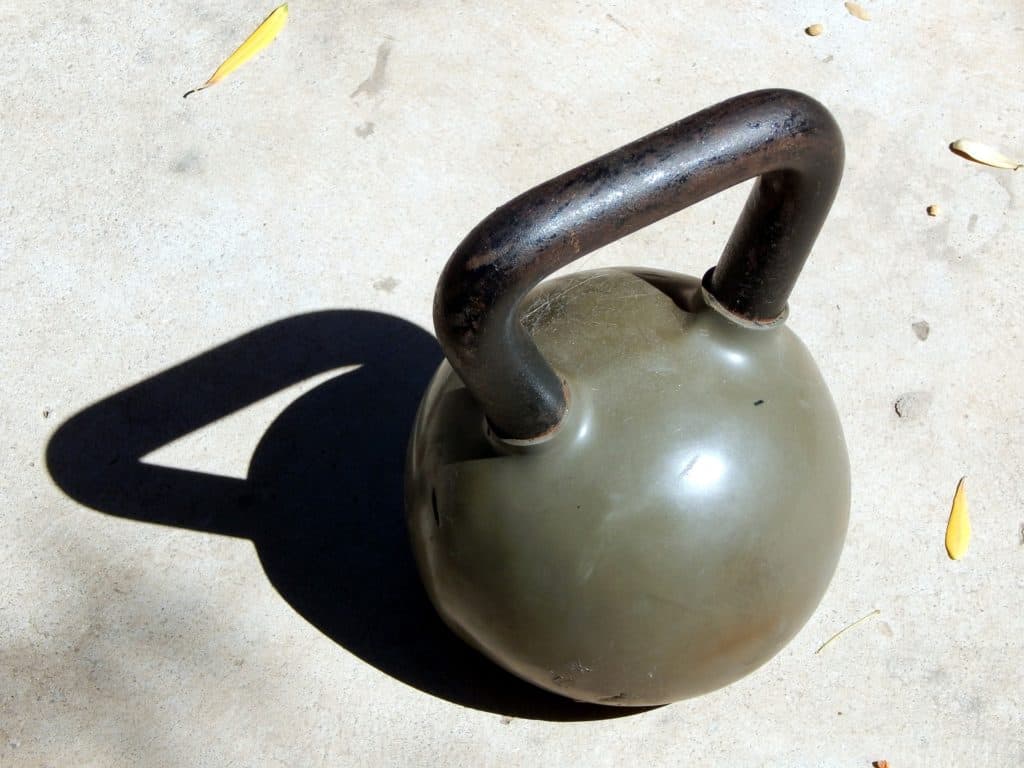 A kettlebell placed on the ground