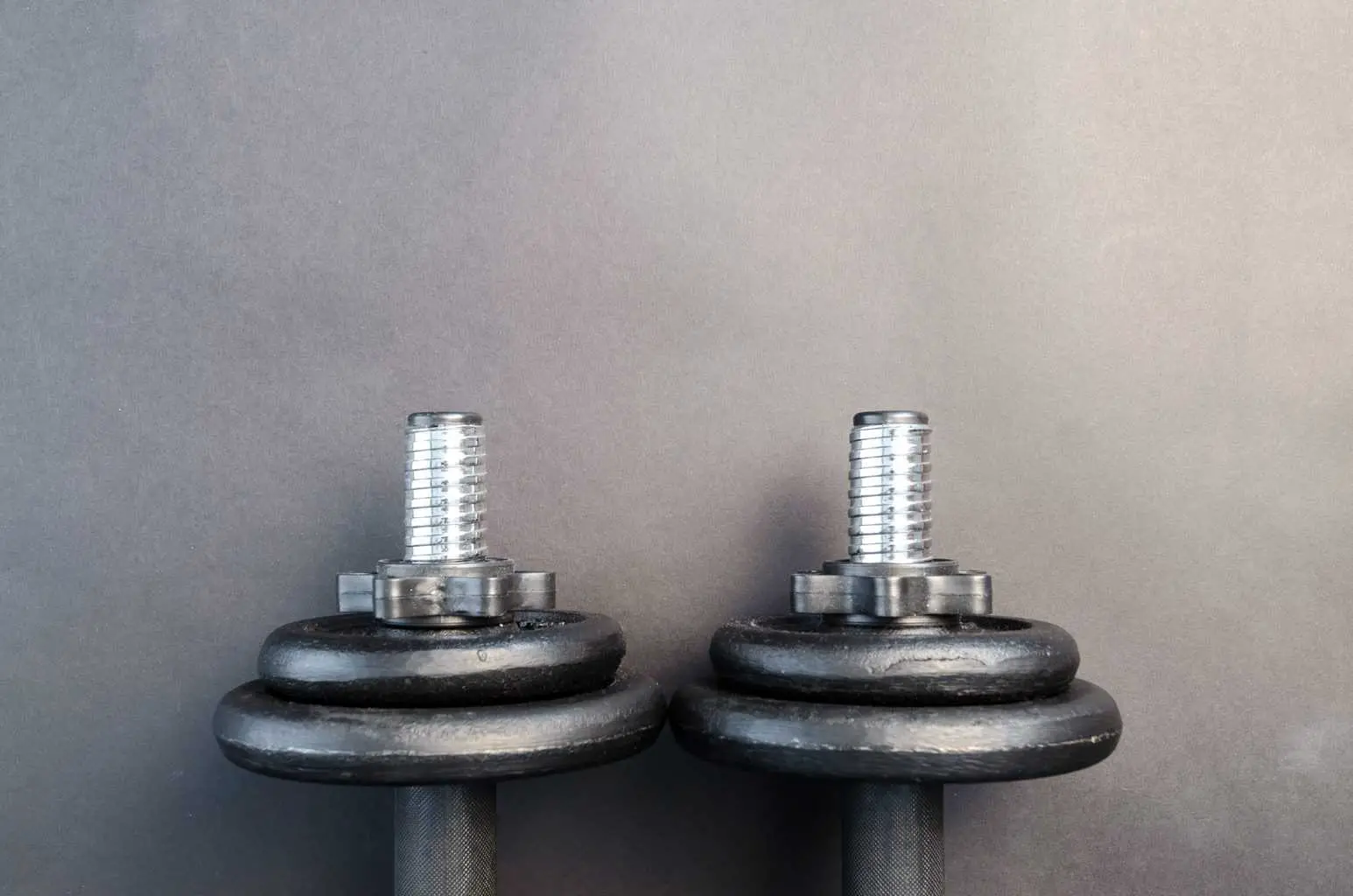 A pair of dumbbell weights