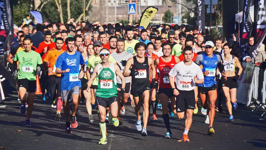 Group of people running a marathon