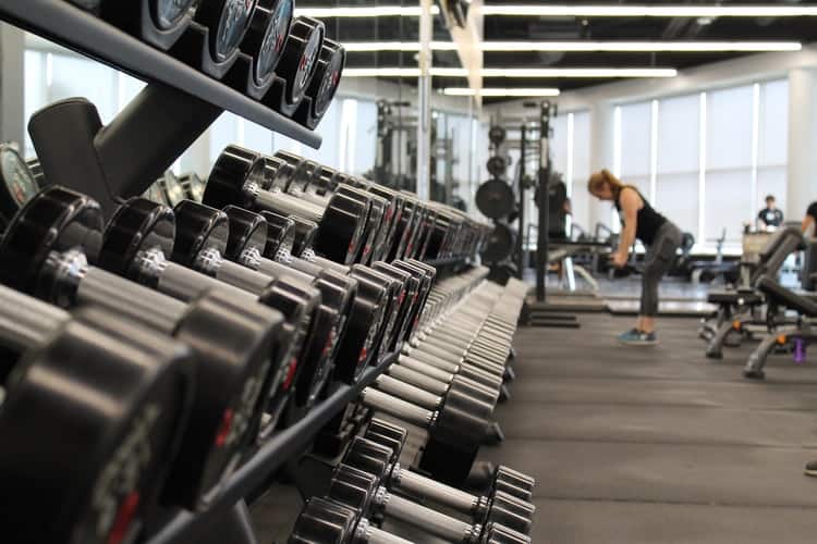Rows of dumbbells