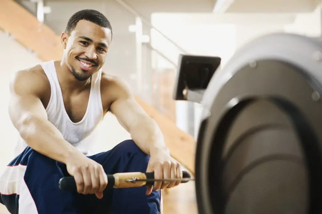 Man using a rowing machine