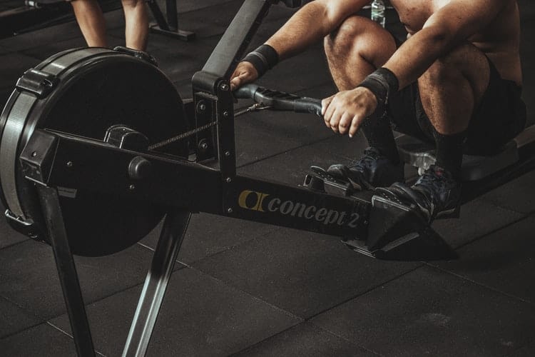 Man using a rowing machine