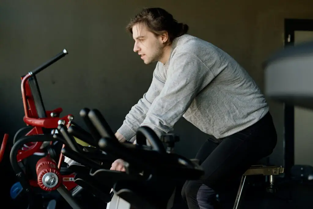Man using an exercise bike