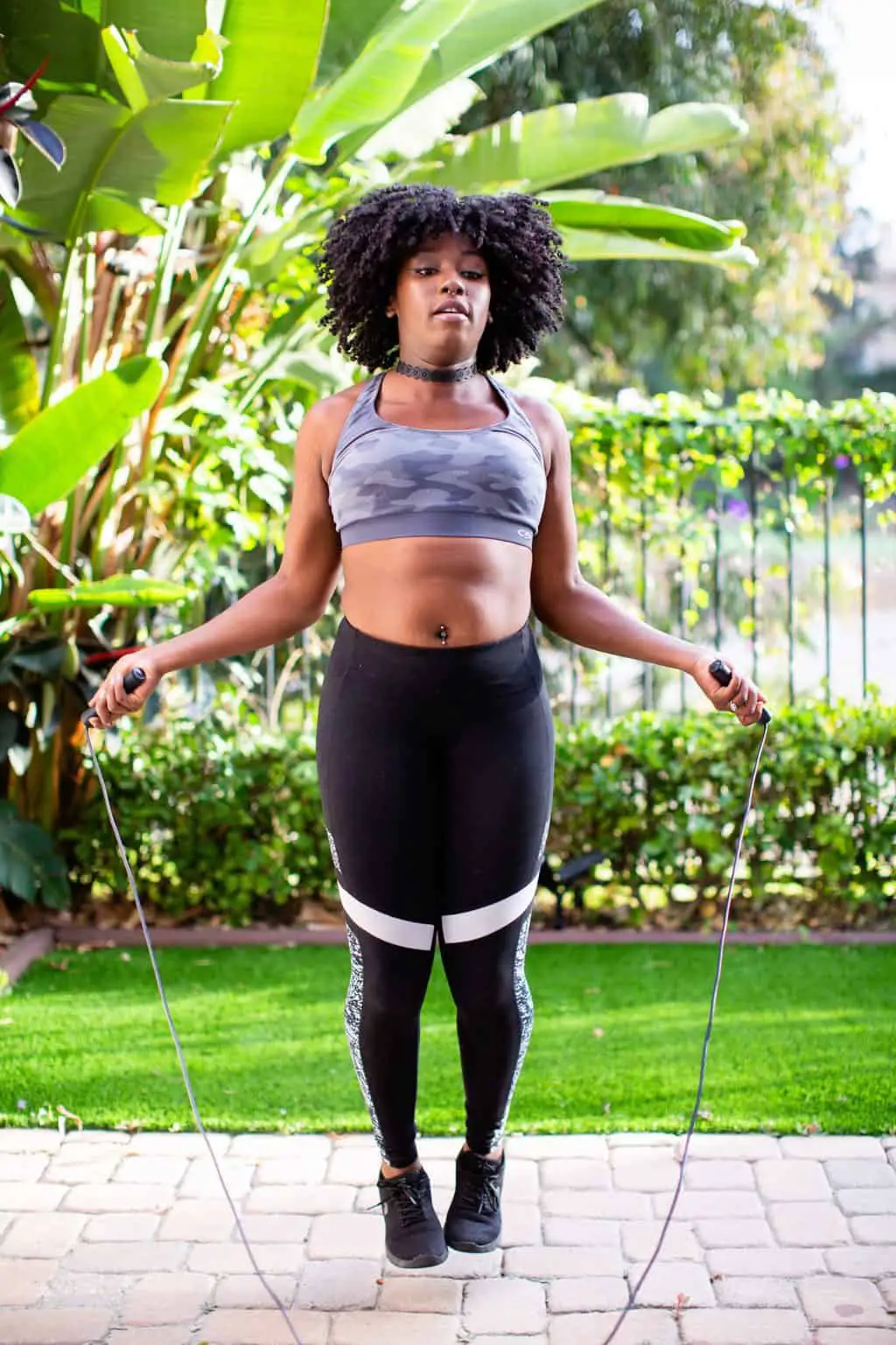 Woman using a jump rope to exercise